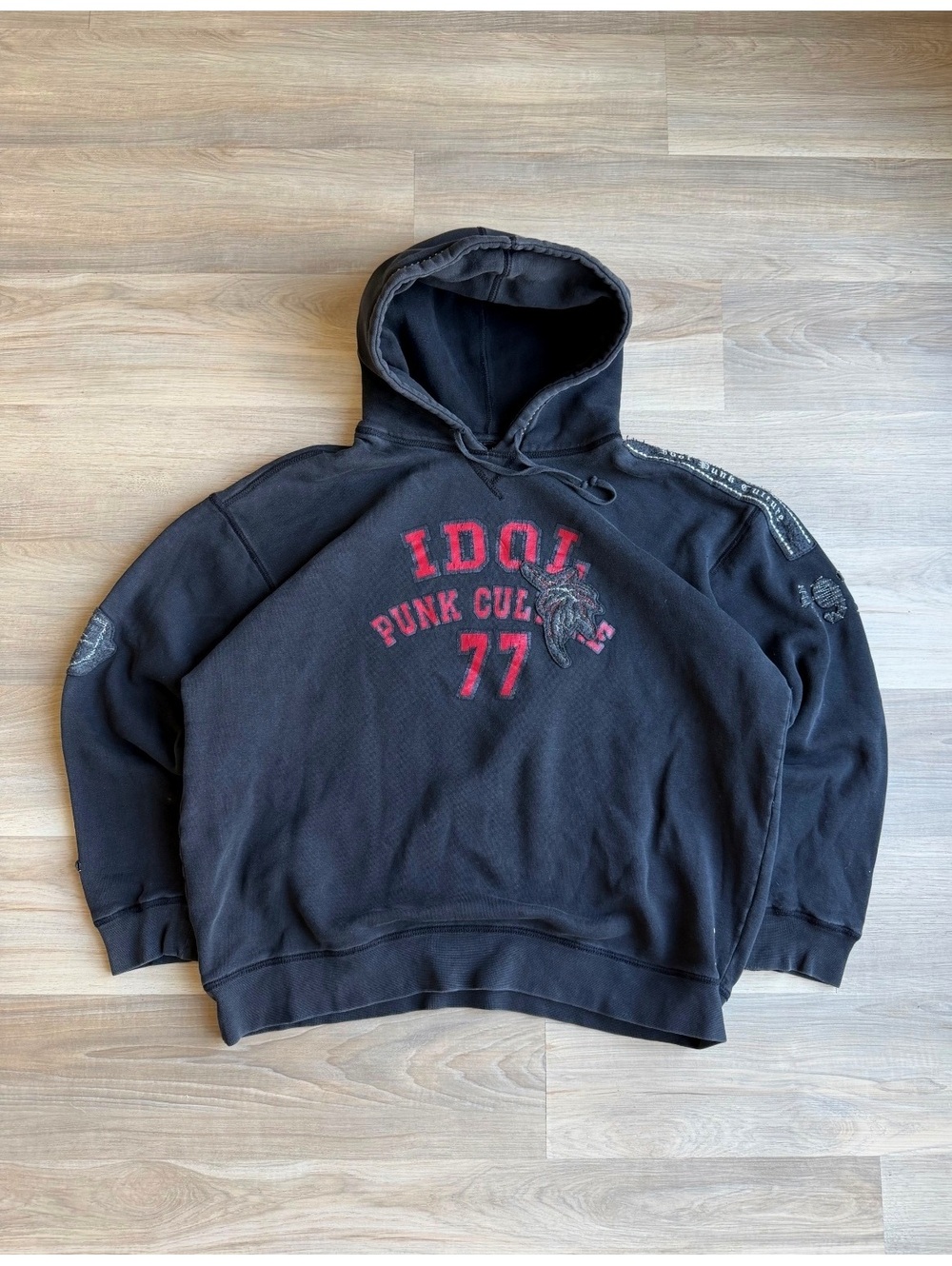 Vintage Y2K Punk Culture Faded Graphic Hoodie